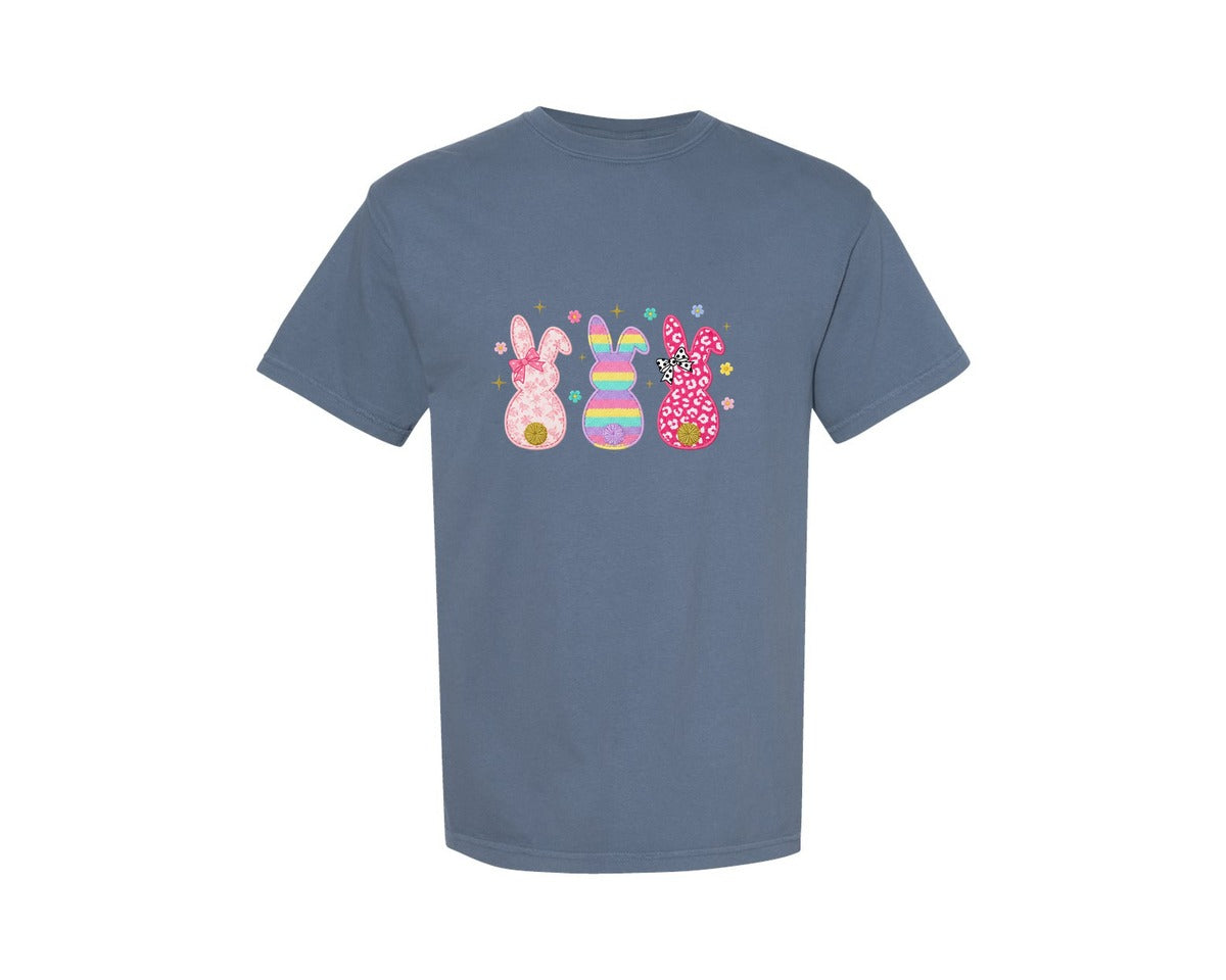 brand:Comfort Colors|color:Blue Jean|Crochet Coquette Easter Bunny 3 Graphic T-Shirt