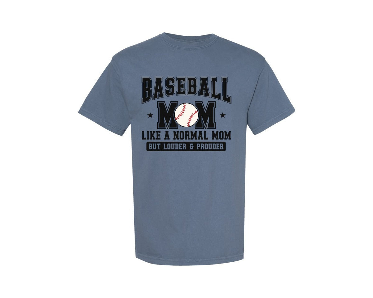 brand:Comfort Colors|color:Blue Jean|Baseball Mom Loud And Proud Mama Graphic T-Shirt