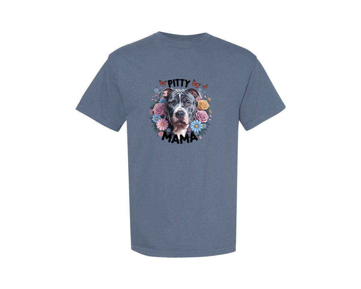 brand:Comfort Colors|color:Blue Jean|Pitty Mama Cute Pitbull Dog 2 Graphic T-Shirt