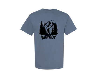 brand:Comfort Colors|color:Blue Jean|Retro Bigfoot Silhouette Pixel Art Graphic T-Shirt