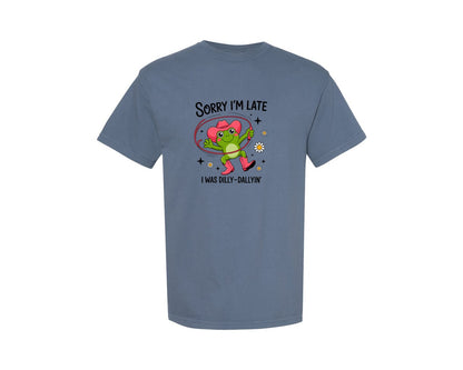 brand:Comfort Colors|color:Blue Jean|Funny Frog Cowgirl Western Art Graphic T-Shirt