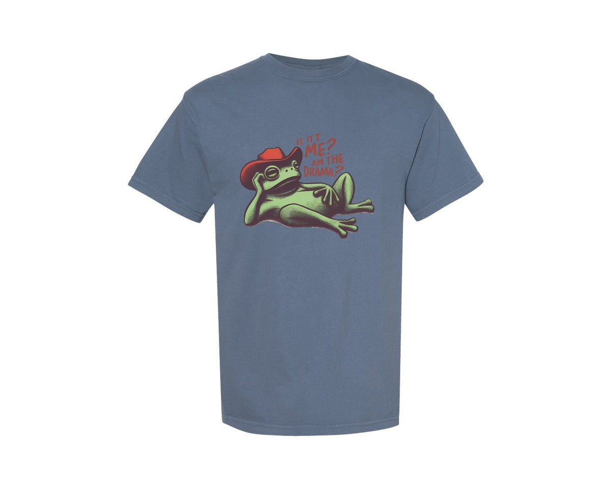 brand:Comfort Colors|color:Blue Jean|Drama Frog Funny Cowboy Aesthetic Graphic T-Shirt