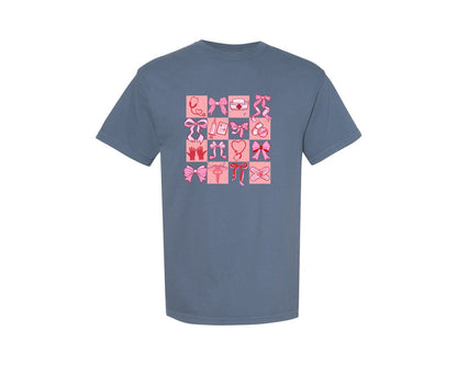 brand:Comfort Colors|color:Blue Jean|Nurse Valentine Coquette Preppy Girly Graphic T-Shirt