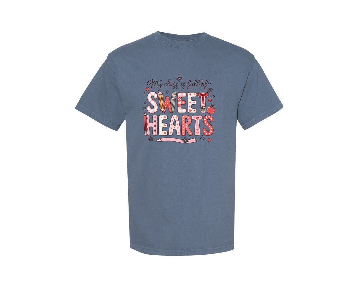 brand:Comfort Colors|color:Blue Jean|My Class Is Full Of Sweet Heart Graphic T-Shirt