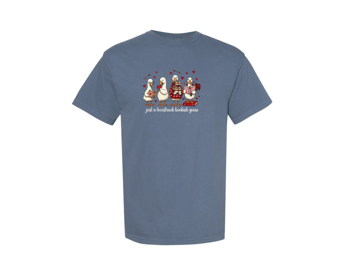 brand:Comfort Colors|color:Blue Jean|Valentines Day Silly Bokish Goose Love Graphic T-Shirt