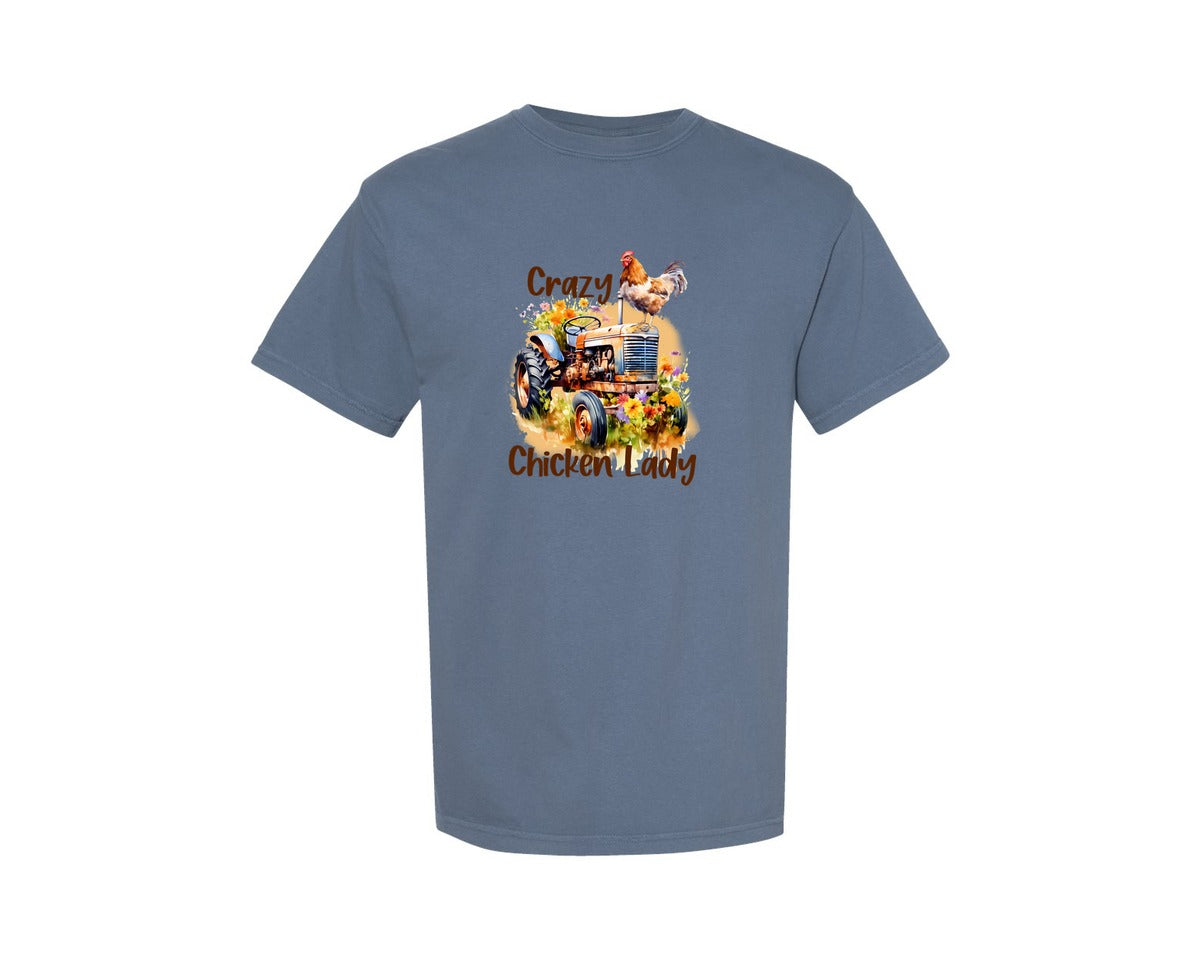 brand:Comfort Colors|color:Blue Jean|Chicken For Wildflower Graphic T-Shirt