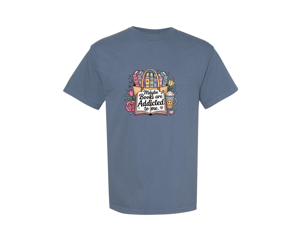 brand:Comfort Colors|color:Blue Jean|Bows And Bookworms Romantasy Book Graphic T-Shirt