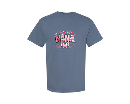 brand:Comfort Colors|color:Blue Jean|Nana Valentine Coquette Bow Graphic T-Shirt