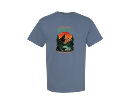 brand:Comfort Colors|color:Blue Jean|Christian Faith Can Move Mountains Graphic T-Shirt