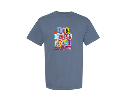 brand:Comfort Colors|color:Blue Jean|Retro 100 Days Of School Pngteacher Graphic T-Shirt