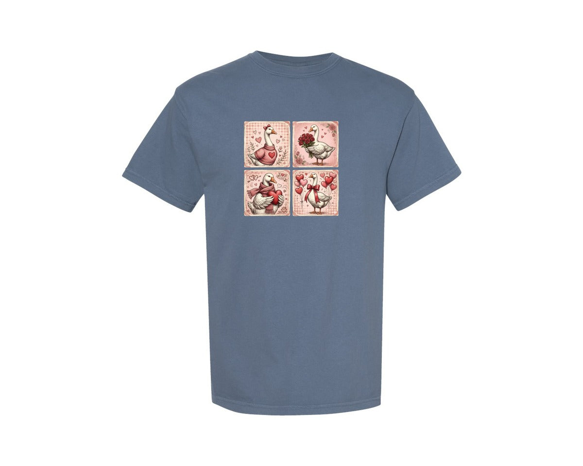 brand:Comfort Colors|color:Blue Jean|Cute Valentine Goose 6 Graphic T-Shirt