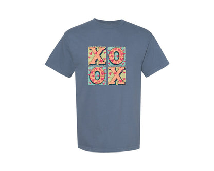 brand:Comfort Colors|color:Blue Jean|Xoxo Valentines Day Heart Xoxo 2 Graphic T-Shirt