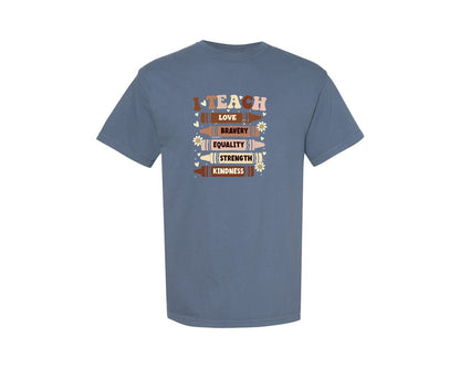 brand:Comfort Colors|color:Blue Jean|Teach Black History Month T Shirt 2 Graphic T-Shirt