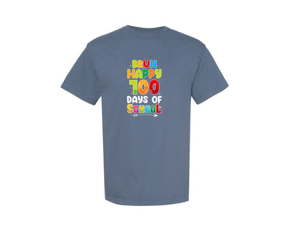 brand:Comfort Colors|color:Blue Jean|100 Days Of School Bruh 100 Days School Graphic T-Shirt