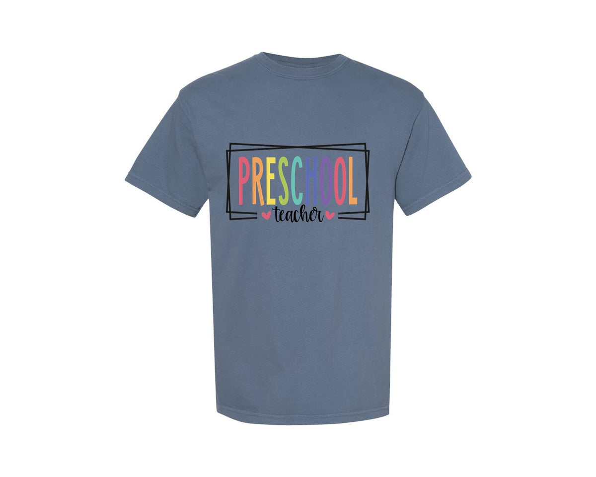 brand:Comfort Colors|color:Blue Jean|Preschool Teacher 5 Graphic T-Shirt