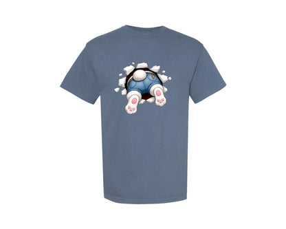 brand:Comfort Colors|color:Blue Jean|Easter Bunny Front And Back Graphic T-Shirt