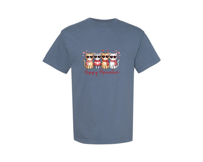 brand:Comfort Colors|color:Blue Jean|Valentine Cat Valentine Heart 2 Graphic T-Shirt