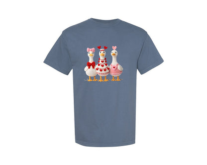 brand:Comfort Colors|color:Blue Jean|Just A Lovely Goose Valentine Goose 3 Graphic T-Shirt