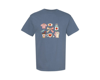 brand:Comfort Colors|color:Blue Jean|Valentine Nurse Coquette 5 Graphic T-Shirt
