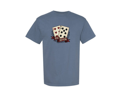 brand:Comfort Colors|color:Blue Jean|Six Seven 6 7 Viral Meme Playing Cards Graphic T-Shirt