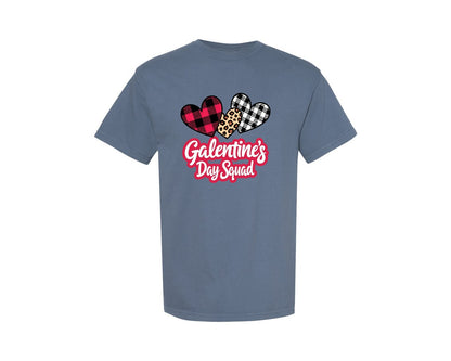 brand:Comfort Colors|color:Blue Jean|Galentine Day Squad Leopard Graphic T-Shirt
