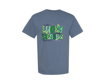 brand:Comfort Colors|color:Blue Jean|Lucky Blessed St Patrick Graphic T-Shirt