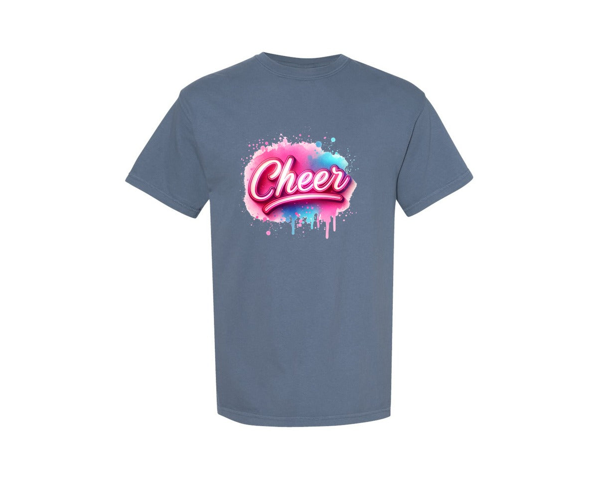 brand:Comfort Colors|color:Blue Jean|Pink Neon Cheer Sport Graphic T-Shirt