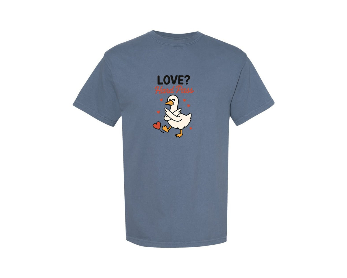 brand:Comfort Colors|color:Blue Jean|Anti Valentines Day Love Hard Pass Graphic T-Shirt