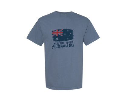 brand:Comfort Colors|color:Blue Jean|Grunge Aussie Spirit Flag Design Graphic T-Shirt
