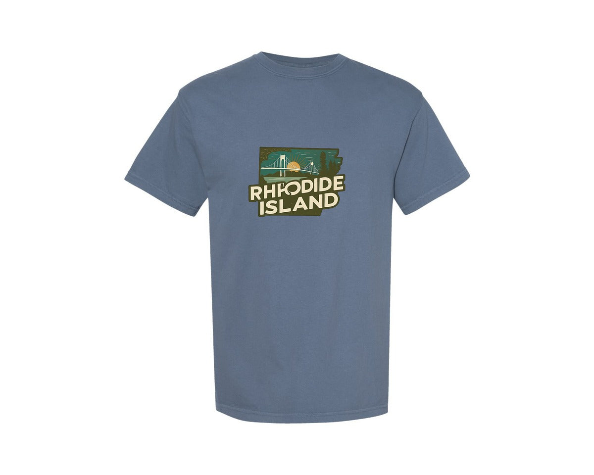 brand:Comfort Colors|color:Blue Jean|Rhode Island State Map 2 Graphic T-Shirt