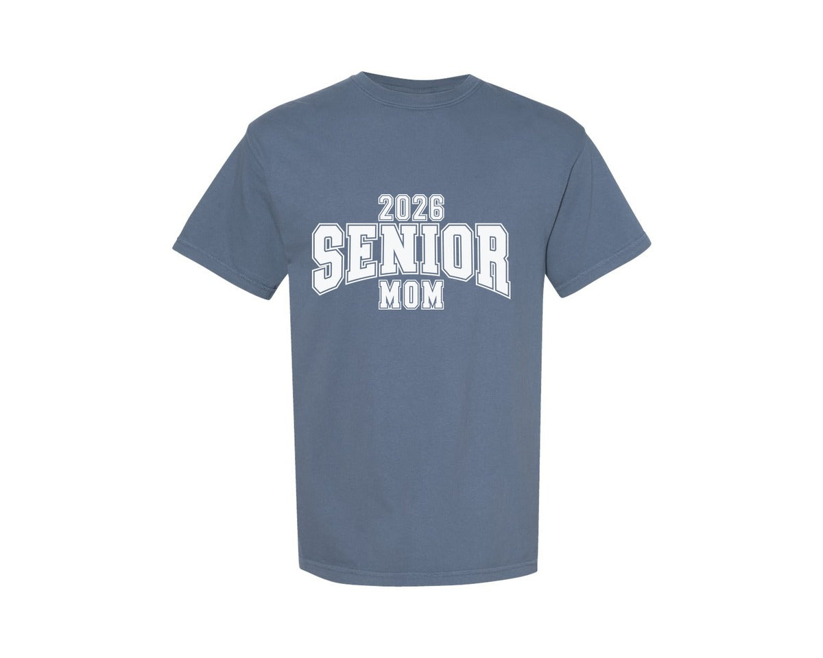 brand:Comfort Colors|color:Blue Jean|Senior Mom 2026 Graduation Varsity Graphic T-Shirt
