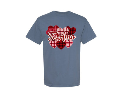 brand:Comfort Colors|color:Blue Jean|Te Amo Valentine Latch Hook 4 Graphic T-Shirt