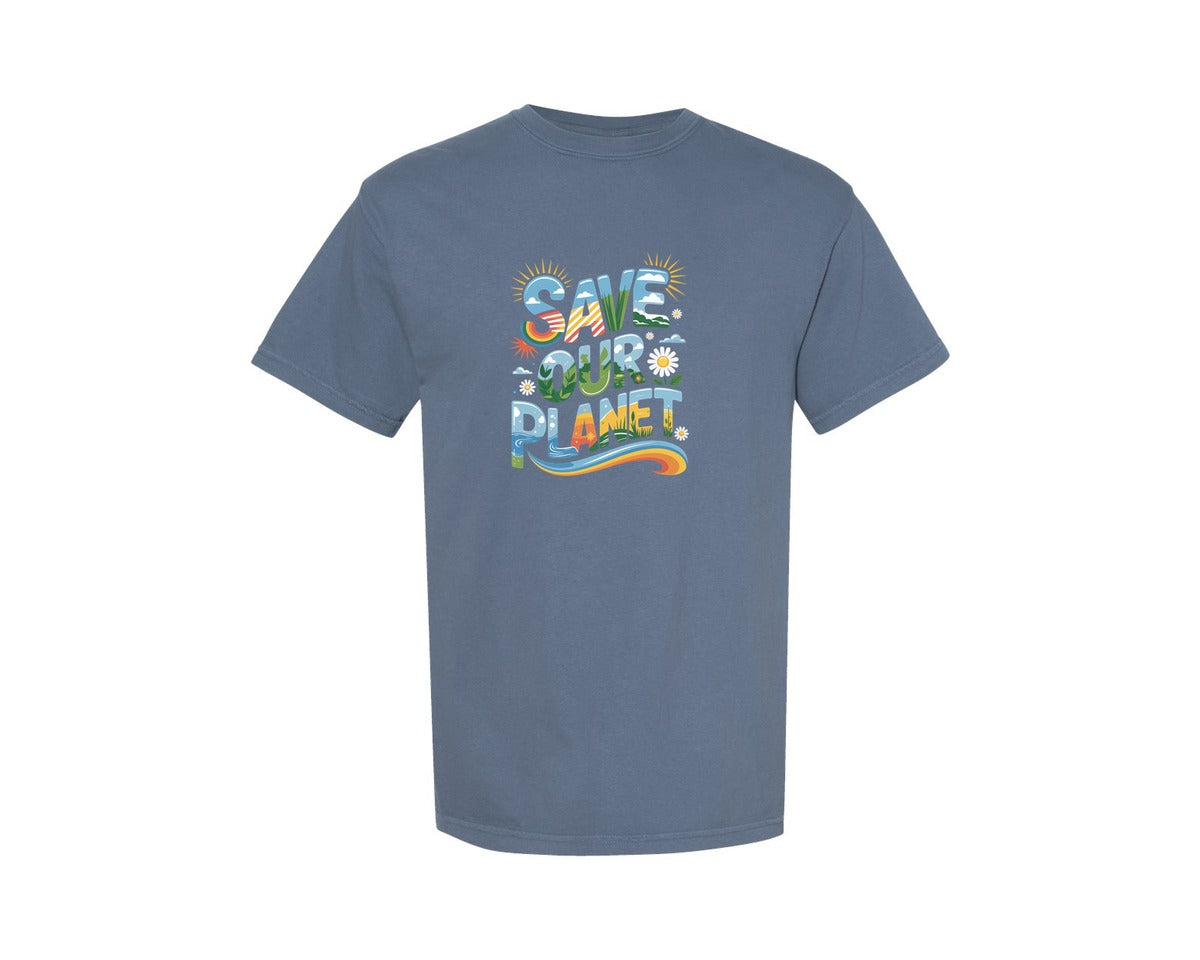 brand:Comfort Colors|color:Blue Jean|Save Our Planet Earthday Shirt Graphic T-Shirt