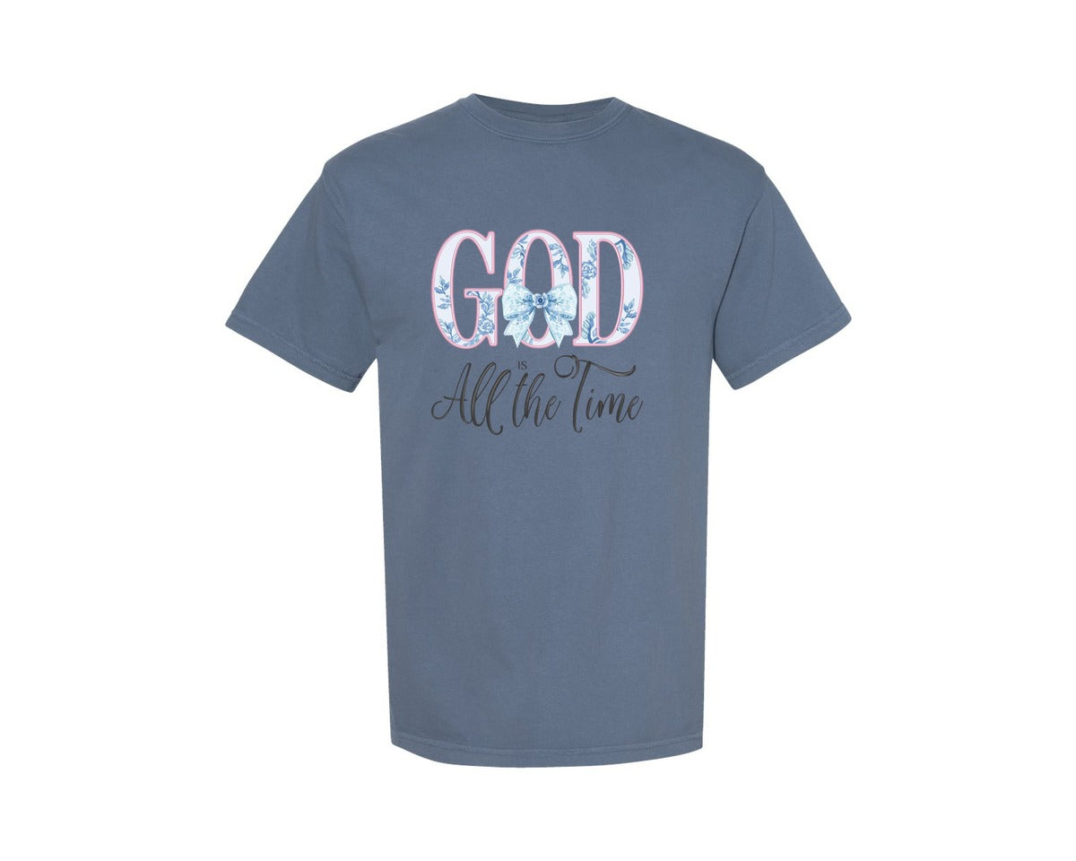 brand:Comfort Colors|color:Blue Jean|God Is Good All The Time Bible Graphic T-Shirt