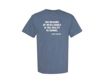 brand:Comfort Colors|color:Blue Jean|Einstein The Measure Of Intelligence Graphic T-Shirt