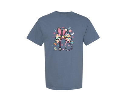 brand:Comfort Colors|color:Blue Jean|Easter Nurse Coquette Stethoscope 3 Graphic T-Shirt