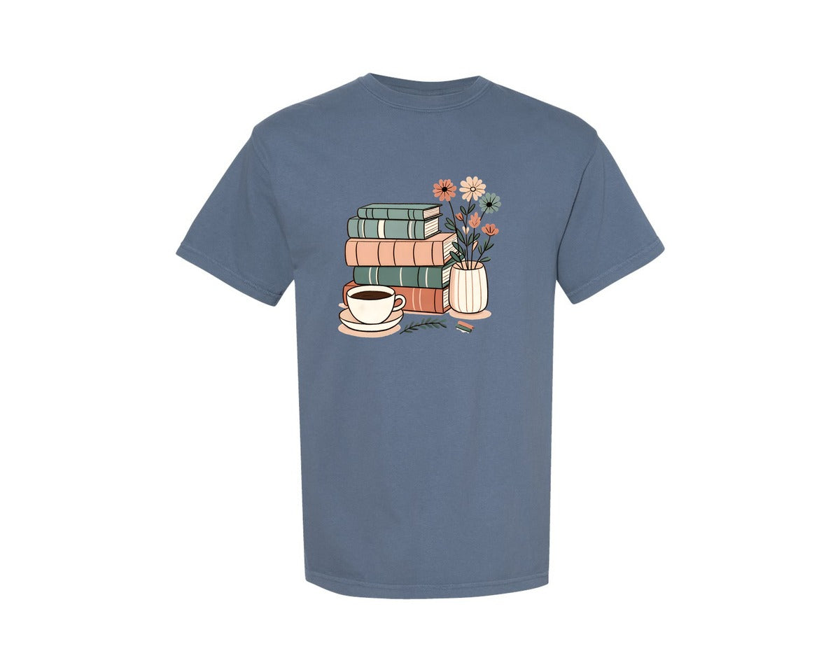 brand:Comfort Colors|color:Blue Jean|Books Book Lovers Down Graphic T-Shirt
