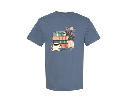 brand:Comfort Colors|color:Blue Jean|Books Book Lovers Down Graphic T-Shirt