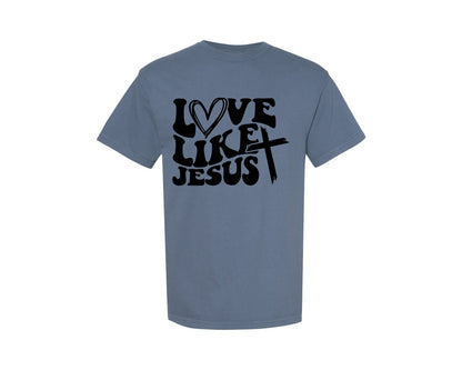 brand:Comfort Colors|color:Blue Jean|Love Like Jesus Wavy 2 Graphic T-Shirt