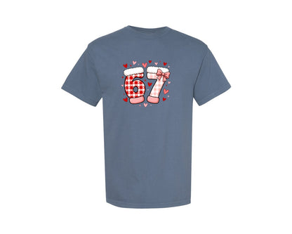 brand:Comfort Colors|color:Blue Jean|Cute Viral 67 Valentine Graphic T-Shirt