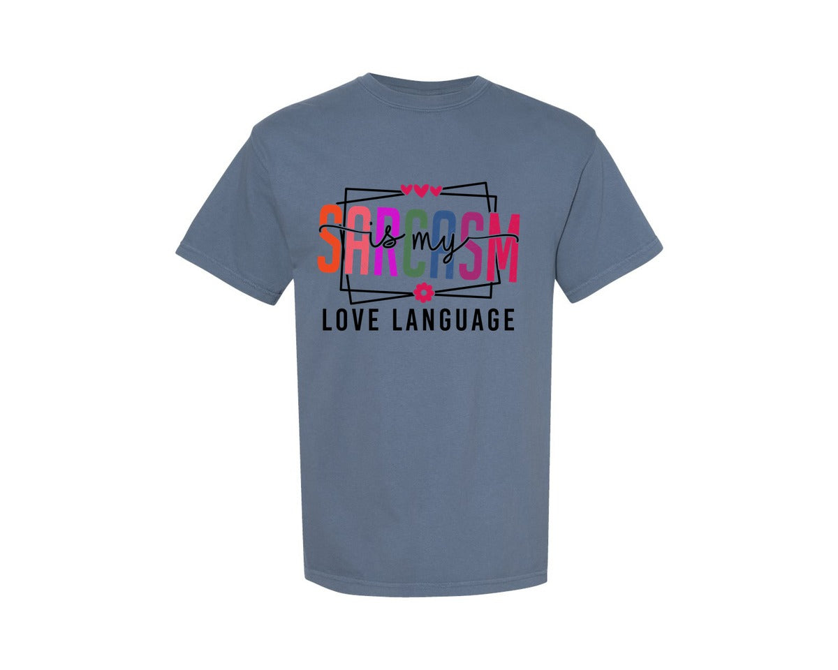 brand:Comfort Colors|color:Blue Jean|Funny Introvert Sarcasm Is My Love Graphic T-Shirt
