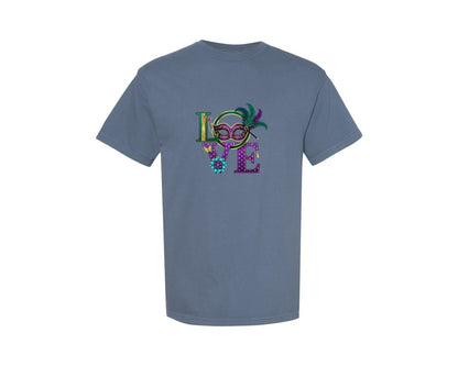 brand:Comfort Colors|color:Blue Jean|Mardi Gras Love 3 Graphic T-Shirt