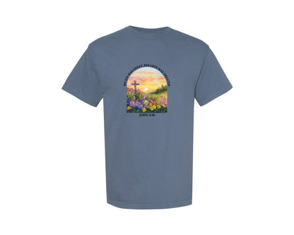 brand:Comfort Colors|color:Blue Jean|Floral Christian Bible Verse Graphic T-Shirt