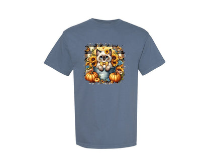 brand:Comfort Colors|color:Blue Jean|Autumn Cat Square Tshirt 20 Graphic T-Shirt