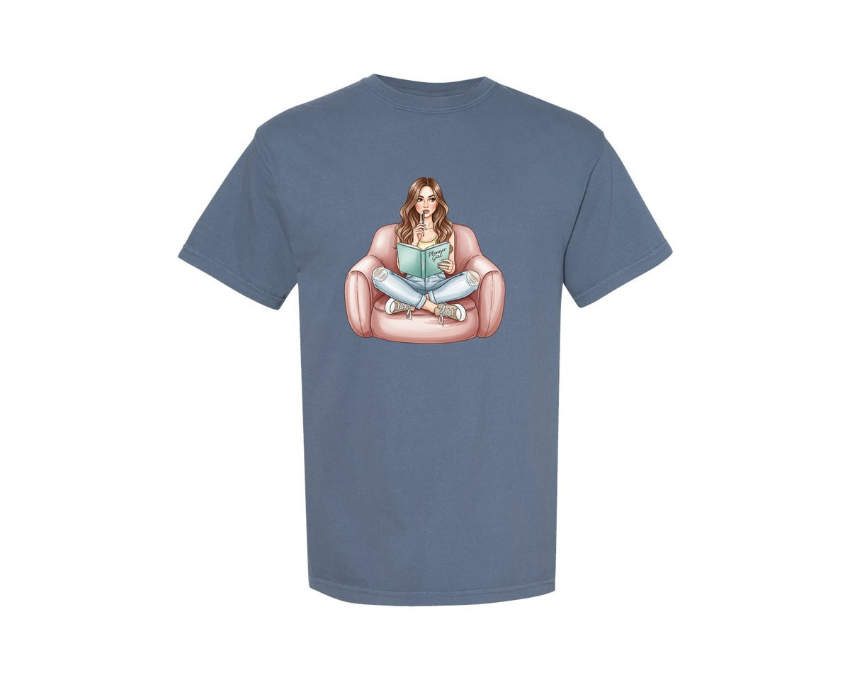 brand:Comfort Colors|color:Blue Jean|Planner Girl Cozy Home Work 2 Graphic T-Shirt