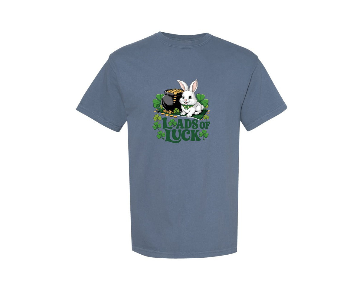 brand:Comfort Colors|color:Blue Jean|St Patricks Day Loads Of Luck 4 Graphic T-Shirt