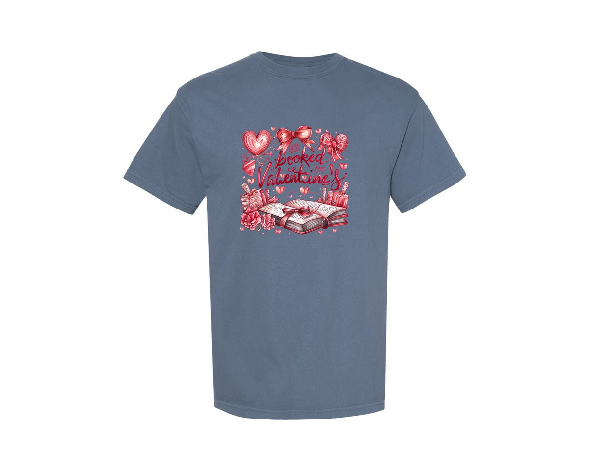 brand:Comfort Colors|color:Blue Jean|Book Lover Valentine Pngbooked Graphic T-Shirt