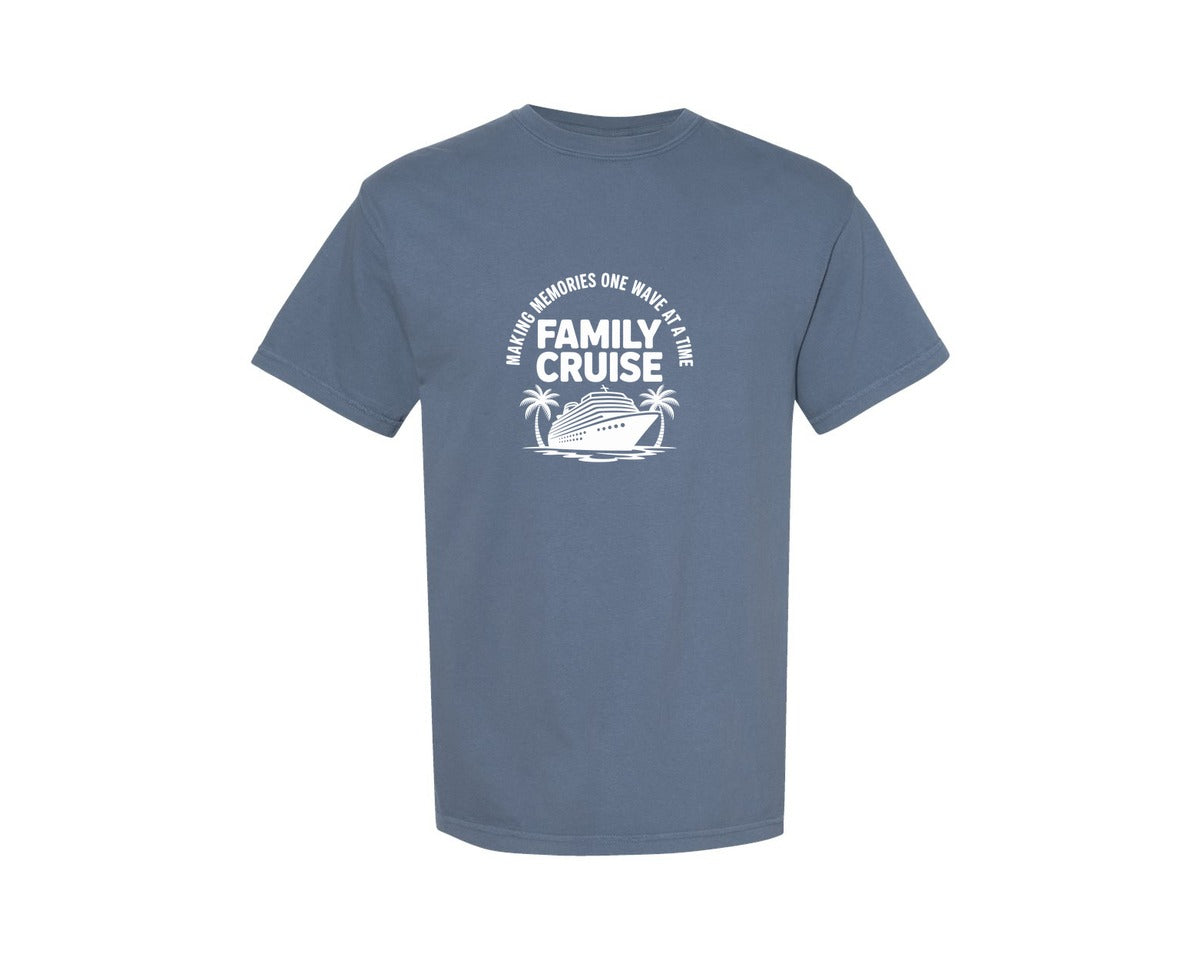 brand:Comfort Colors|color:Blue Jean|Family Cruise Make Memories On The Ocean Graphic T-Shirt
