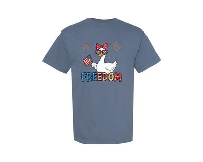brand:Comfort Colors|color:Blue Jean|Patriotic Goose Freedom Bird Graphic T-Shirt