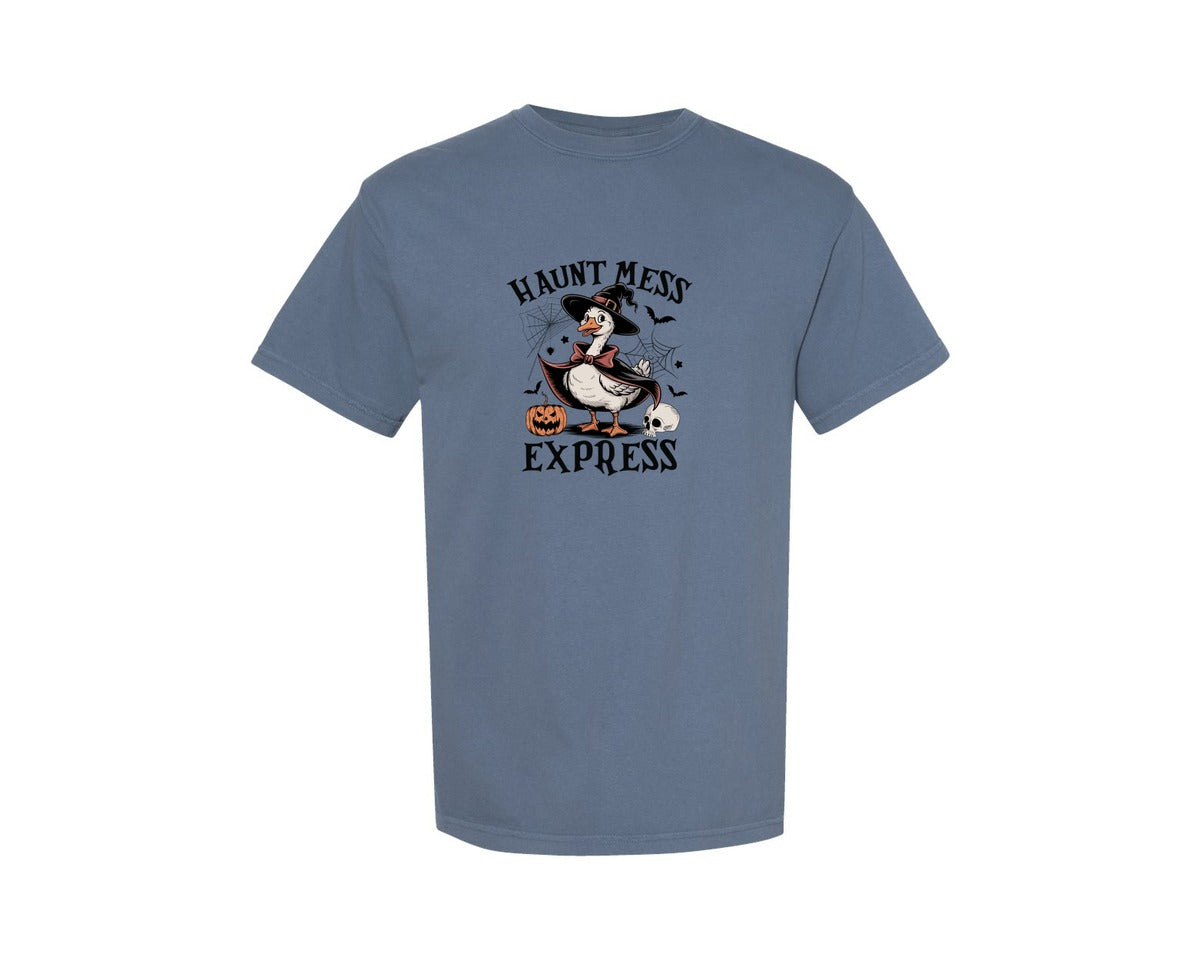 brand:Comfort Colors|color:Blue Jean|Funny Halloween Goose Spooky Goose Graphic T-Shirt